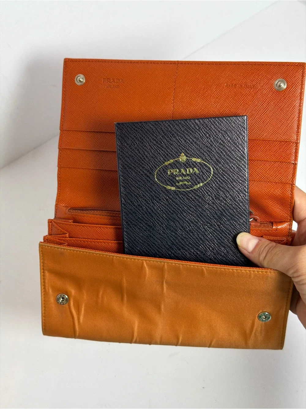 Prada Milano Orange Nylon Large Wallet
